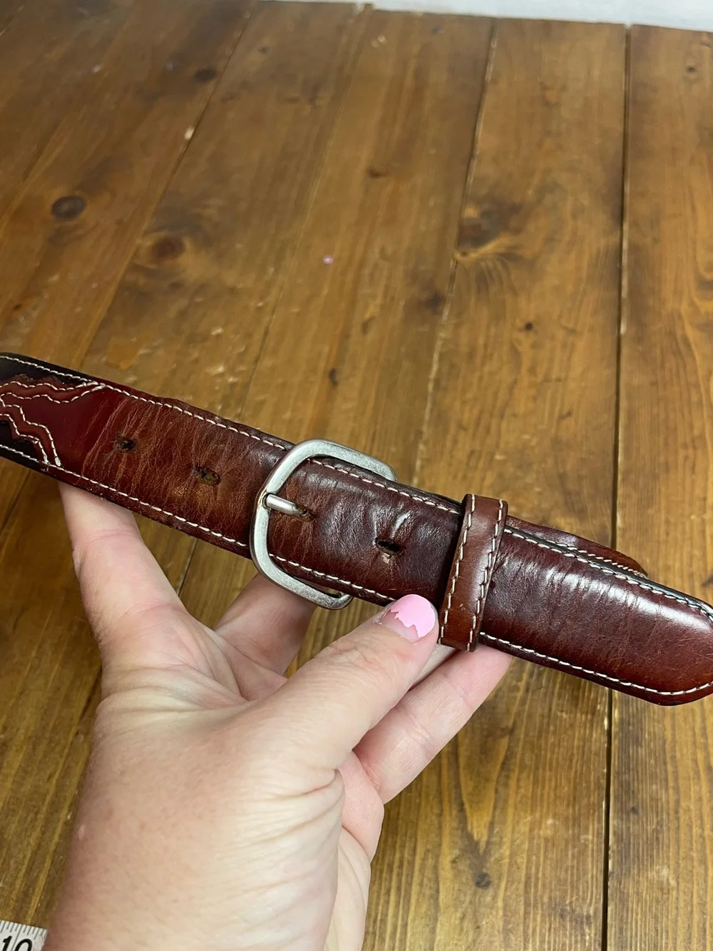 Nocona size 26 black and brown leather western belt
